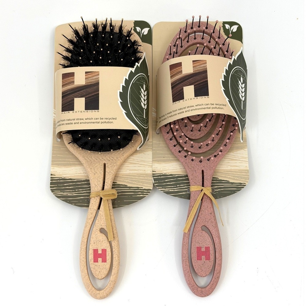 Hotheads Hair Extensions Detangling and Smoothing Eco Brush Set Boar Bristle NEW